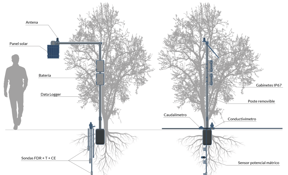 Figura 6: Estación de monitorización IoT de suelo y agua de riego.